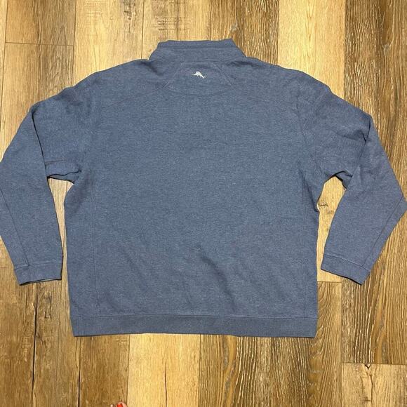 Tommy Bahama Pullover Half Zip Sweatshirt 100% Cotton 3XL Heather Blue Preppy - Picture 4 of 7